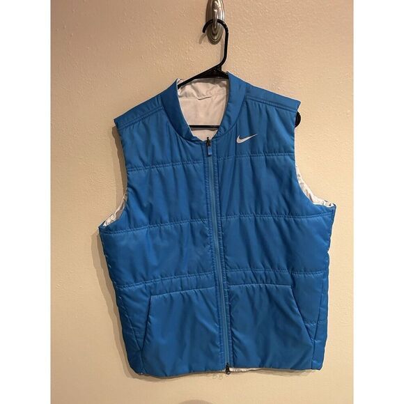 Nike Men’s XL Reversible Puffer Vest Blue Silver - Picture 1 of 7